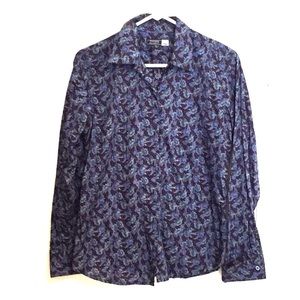 Thomas Elliott, blue floral Italian Shirt, L